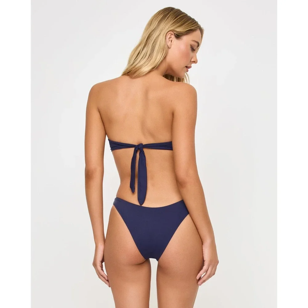NEW L*Space Rocky Bikini Bottom Sensual Solid Midnight Blue Large Summer Beach